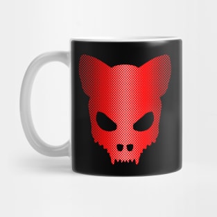 Devil Cat Skull in Red and Black Halftones Art Mug